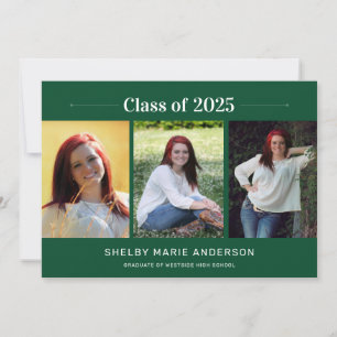 Invitation Classic Minimal 3 Photos 2025 Graduation Party Inv