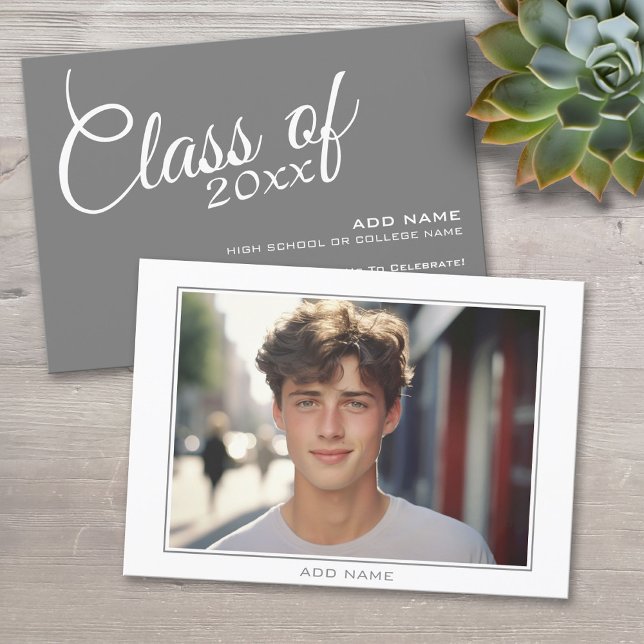 Invitation Classic Modern Photo Frame Graduation Party (Custom Graduation Announcement)