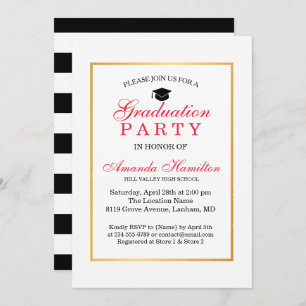 Invitation Classic moderne fausse or Frame Graduation