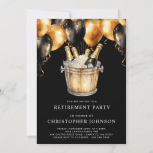 Invitation Classic Moderne Retraite Party Or Noir