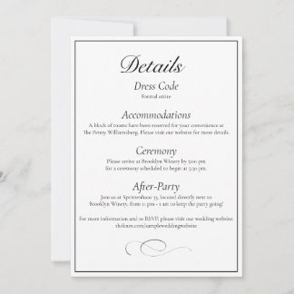 Invitation Classic Monogram Elegant Wedding Detail Card