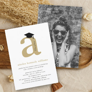 Invitation Classic Monogramme Alphabet A Photo Graduation Par