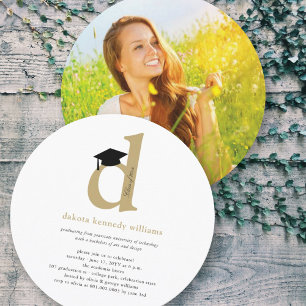 Invitation Classic Monogramme Alphabet D Photo Graduation Par