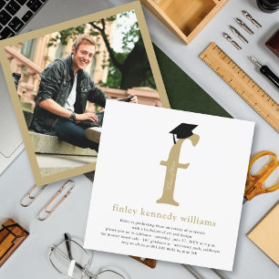 Invitation Classic Monogramme Alphabet F Photo Graduation Par
