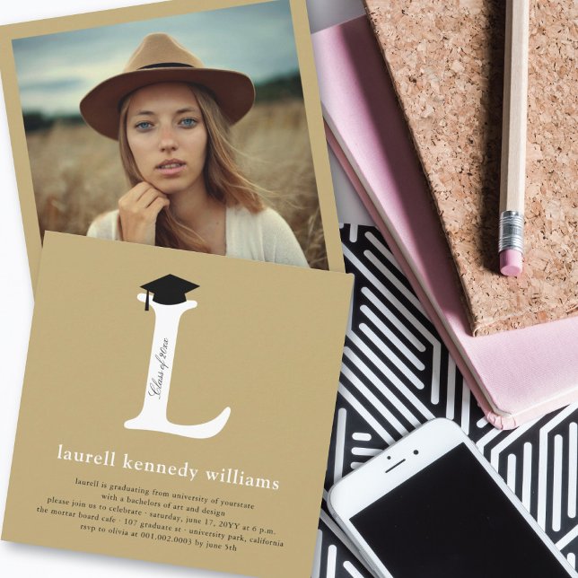 Invitation Classic Monogramme Alphabet L Photo Graduation Par (Créateur téléchargé)