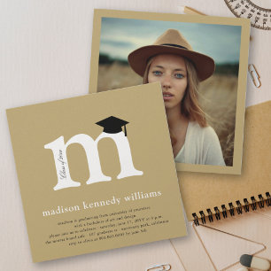 Invitation Classic Monogramme Alphabet M Photo Graduation Par