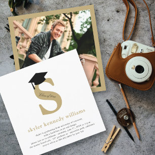 Invitation Classic Monogramme Alphabet S Photo Graduation Par