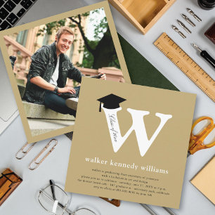 Invitation Classic Monogramme Alphabet W Photo Graduation Par