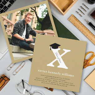 Invitation Classic Monogramme Alphabet X Photo Graduation Par