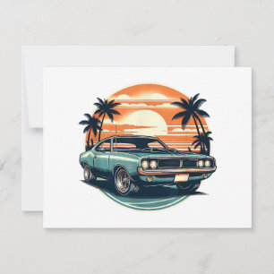 Invitation Classic Muscle Car Retro Style Vintage