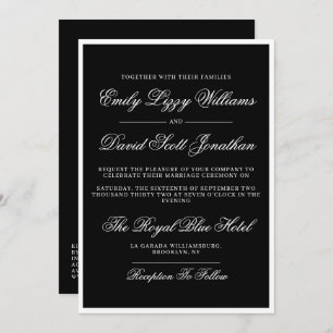Invitation Classic noir et blanc élégant QR