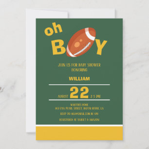 Invitation Classic Oh Boy Retro Football Baby shower