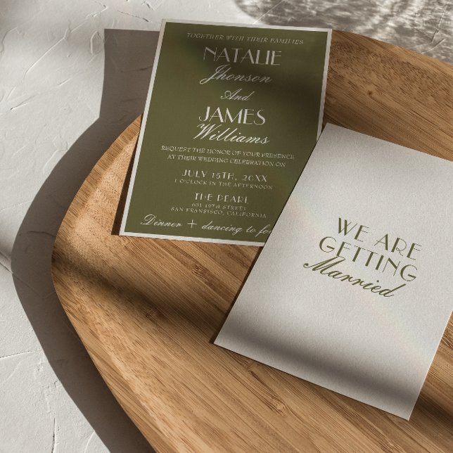 Invitation Classic Olive Green Old Money Luxury Wedding  (Créateur téléchargé)