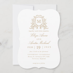 Invitation Classic or Floral Monogram Crest Mariage