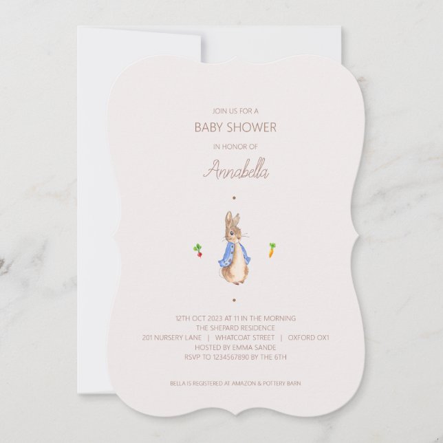 Invitation Classic Peter le lapin lapin Baby shower Beatrix (Devant)