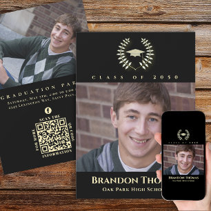 Invitation Classic Photo Black Gold Lauréat