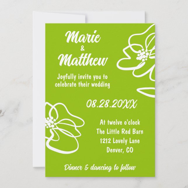 Invitation Classic Photo Citrus Green Floral Wedding  (Devant)