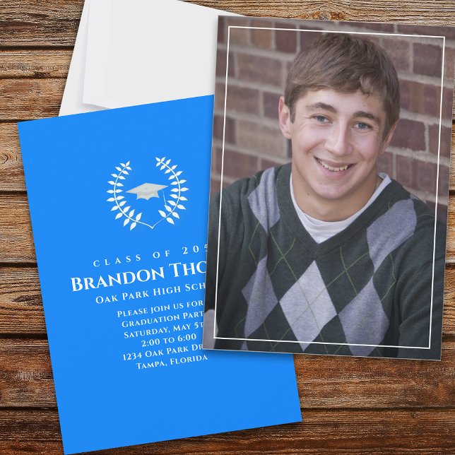 Invitation Classic Photo Laurel Blue (Créateur téléchargé)