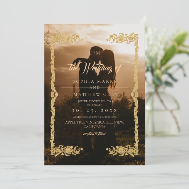 Invitation Classic Photo Overlay Wedding (Debout devant)