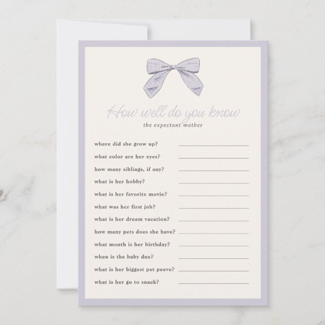 Invitation Classic Purple Bow Comme vous connaissez bien la c (Devant)