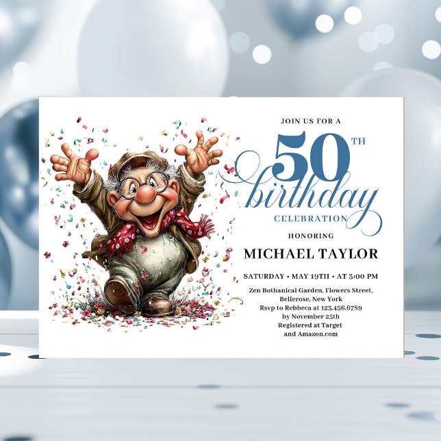 Invitation Classic Quirky Man 50th Birthday Whimsical Humor  (Classic Quirky Man 50th Birthday Whimsical Humor Invitation

)