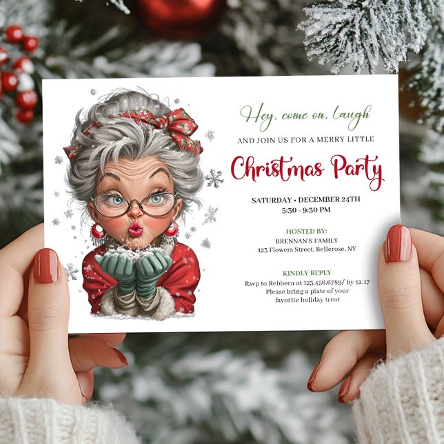 Invitation Classic Quirky Woman Comic Christmas Humor Style  (Classic Quirky Woman Comic Christmas Humor Style Invitation

)
