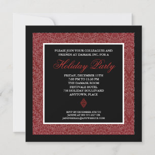 Invitation Classic Red Damask Corporate Holiday Party