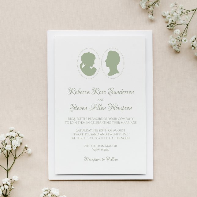 Invitation Classic Regency Green Cameo Mariage (Créateur téléchargé)