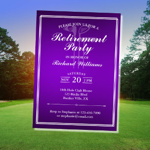 Invitation Classic Retraite Golf Thème Purple Blanc