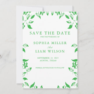 Invitation Classic Retro Minimalist Green WEEDING Invite 
