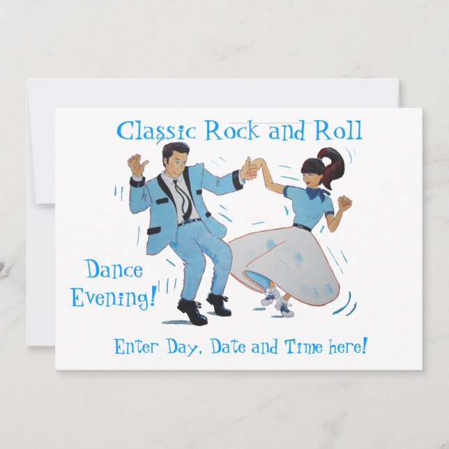 Invitation Classic Rock et Roll Jive Dancing Blue (Devant)