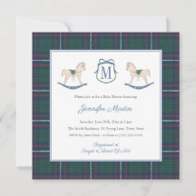 Classic Rocking Horse Tartan Winter Baby Shower