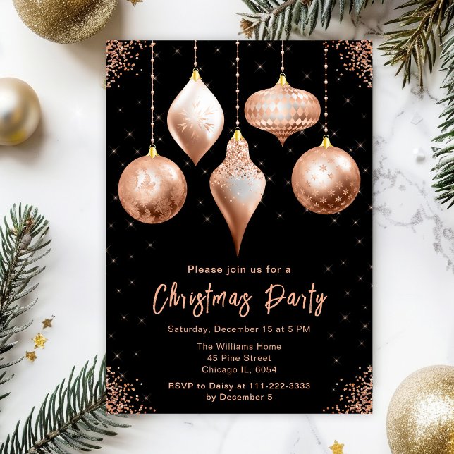 Invitation Classic Rose Gold Ornaments Christmas Party (Créateur téléchargé)