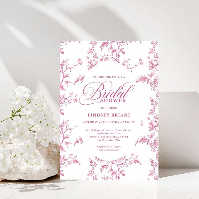 Invitation Classic Rose Pattern Floral Bridal Shower Invites (Classic Rose Pattern Floral Bridal Shower Invitation)