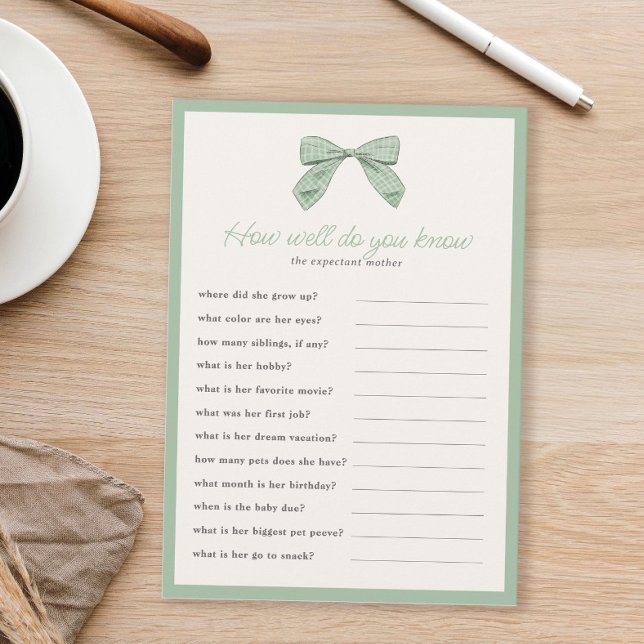 Invitation Classic Sage Bow Comment bien connaissez-vous Show (Créateur téléchargé)