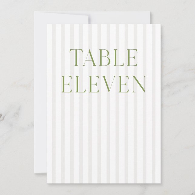 Invitation Classic Sage Vert & Beige Mariage 11 Numéro de tab (Devant)