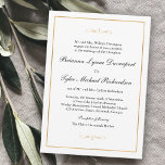 Invitation Classic Simple Elegance Gold Mariage frontière<br><div class="desc">Faire-part de mariage de bon goût à la simplicité classique, ce design présente une fine bordure dorée entourant du texte noir et agrémentée de fioritures calligraphiques. Vous pouvez ajouter, supprimer ou ajuster le placement du texte en fonction de vos besoins. L'arrière - plan blanc toujours populaire ajoute à la simplicité...</div>