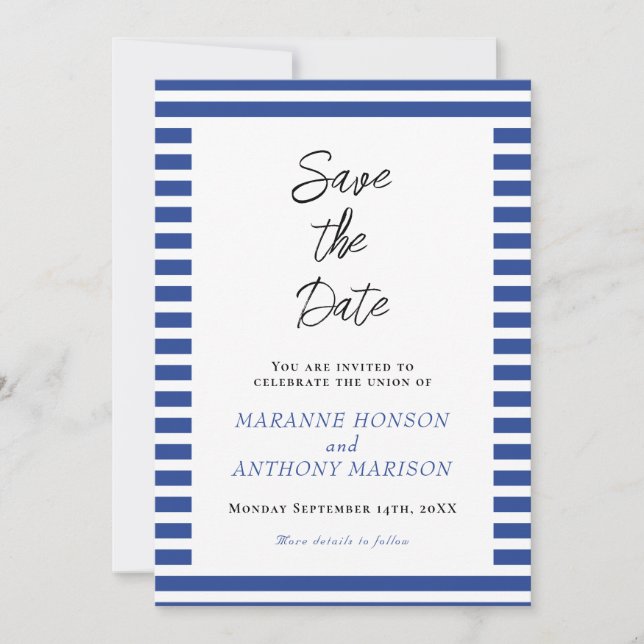 Invitation Classic Stripes Save the Date (Devant)