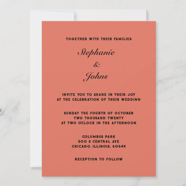 Invitation Classic Terracotta Terre Chaude Couleur Mariage Cl (Devant)