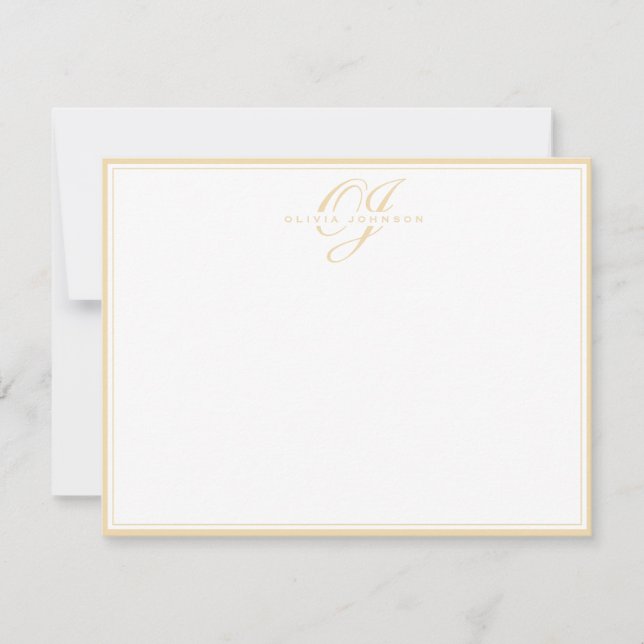 Invitation Classic Warm Ochre Monogram Note Card (Devant)