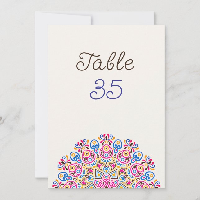 Invitation Classical Art Deco Mandala Wedding Table Number (Devant)