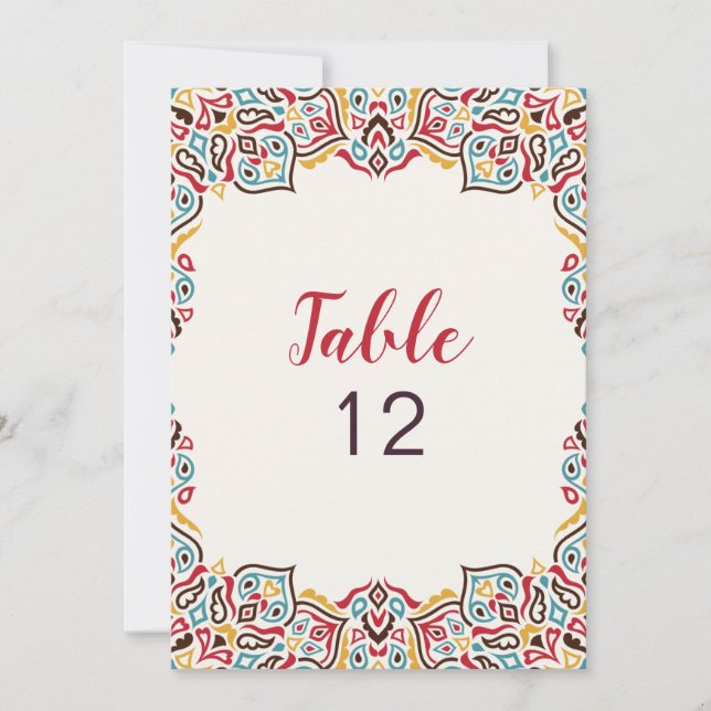 Invitation Classical Geometric Mandala Wedding Table Number (Devant)