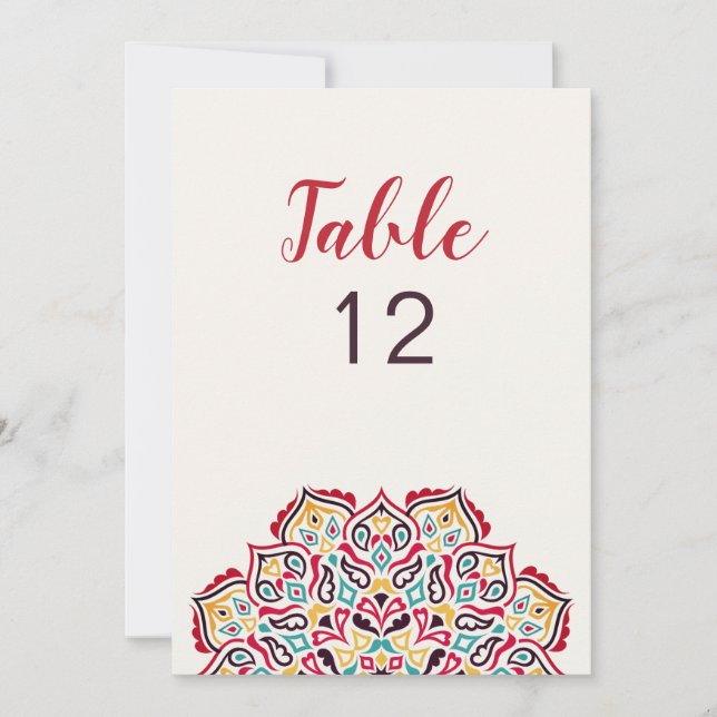 Invitation Classical Geometric Mandala Wedding Table Number (Devant)