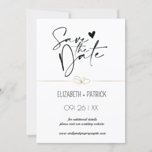 Invitation Classieux minimaliste, hiboux amoureux save the da