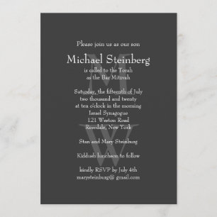Invitation classique à la barre gris Mitzvah