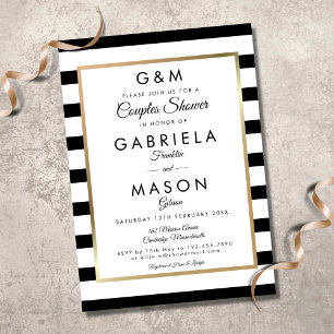 Invitation classique à rayures monogramme pour la