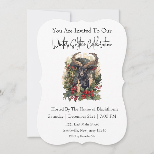 Invitation classique à Yule de chèvre (Devant)