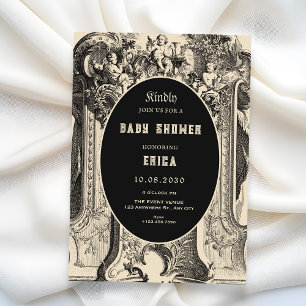 Invitation Classique angelical artistique vintage baby shower