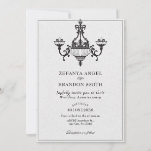 Invitation classique antique lustres mariage anniversaire