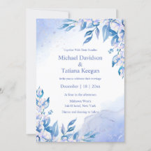 classique aquarelle bleu floral mariage d'hiver